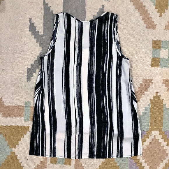 Laura Delman White & Black Striped Silk Tank sz 4 - Picture 7 of 8